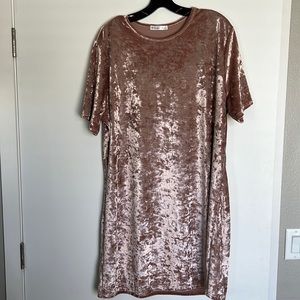 Crushed Pink Velvet Mini Dress